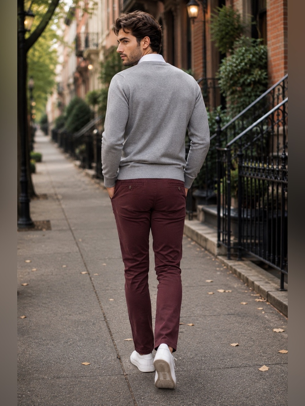 NEW BONOBOS Pants Men 31x30” Chino Slim Straight Burgundy Cotton Stretch Preppy - Picture 2 of 15